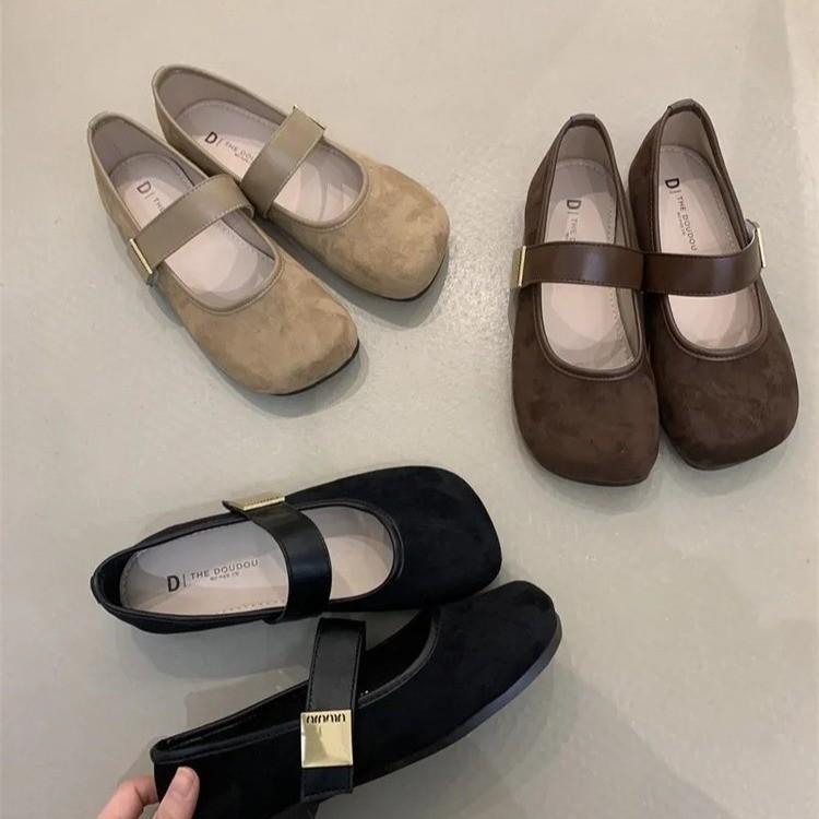 Retro Matte Anti-velvet Leather Flat-soled Single Shoes Women's New Mango Head Not Picky Mary Jane Shoes Super Soft Small Leather Shoes