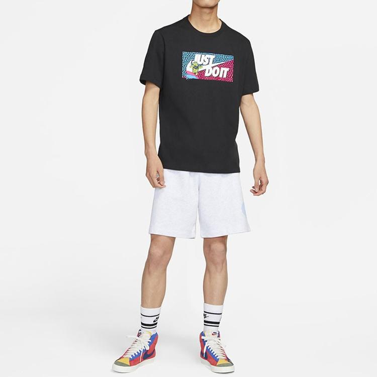 Nike Cartoon Print Logo Square Neck Casual Short Sleeve T-Shirt Men Tops Black DQ1088-010