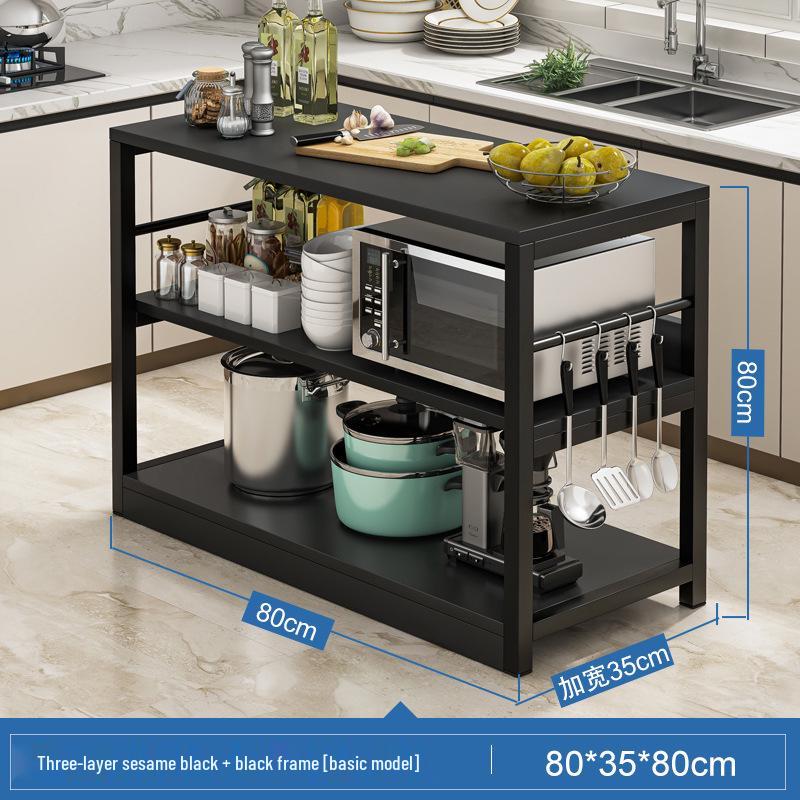 Floor-Standing Multifunctional Kitchen Rack for Microwave and Dishes Storage