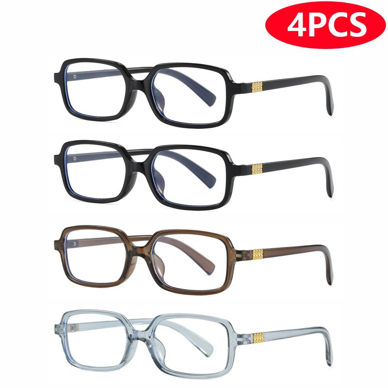 4pcs Fashion Women Small Square Eyeglasses Frame Anti Blue Light Eyeglasses Outdoor Casual Eyewear Rivet Glasses Unisex