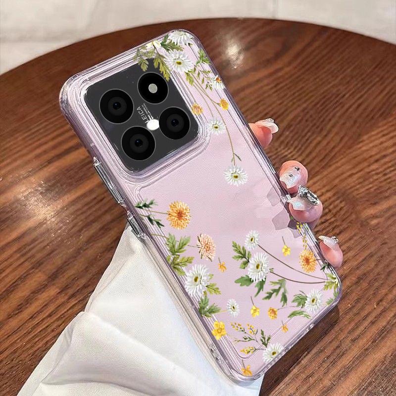 Simple Style Floral Case For Xiaomi Redmi Note 15 Pro 4G Funda Redmi Note 14 13 Pro 5G Clear TPU Silicone Soft Cover
