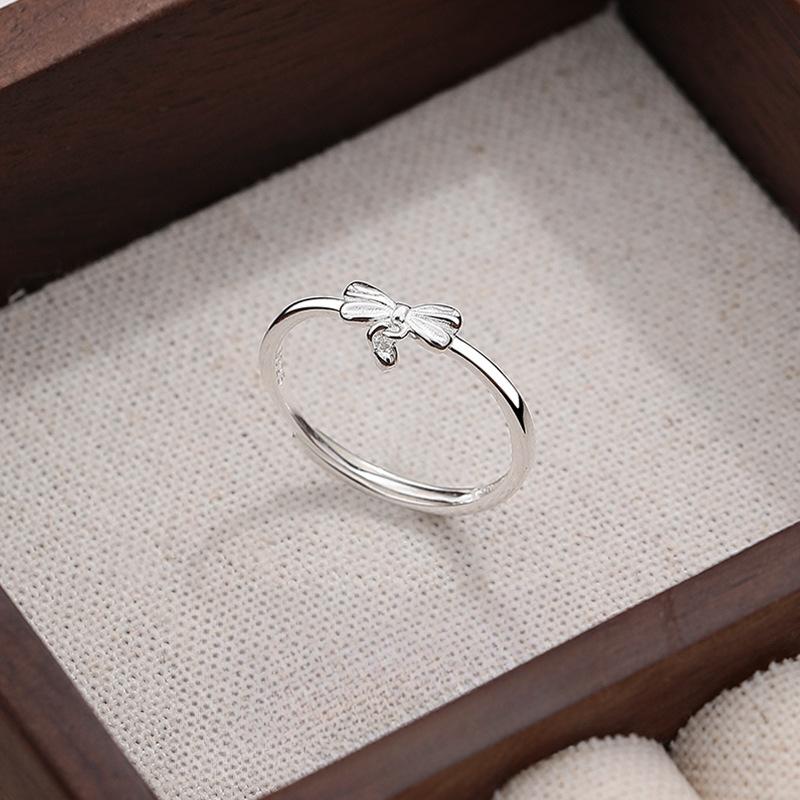 Bow Love Ring Women's Simple Small Fresh and Fashionable Plain Ring Open Ring Jewelry Gift