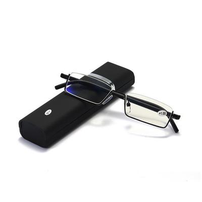 Lunettes Metal Unisexe Hommes Demi-monture TR90 Femmes Lunettes de Lecture Lunettes de Vue sur Ordonnance +1 +1.5 +2.0 +2.5 +3.0 +3.5 +4.0 Avec Étui Accessoires