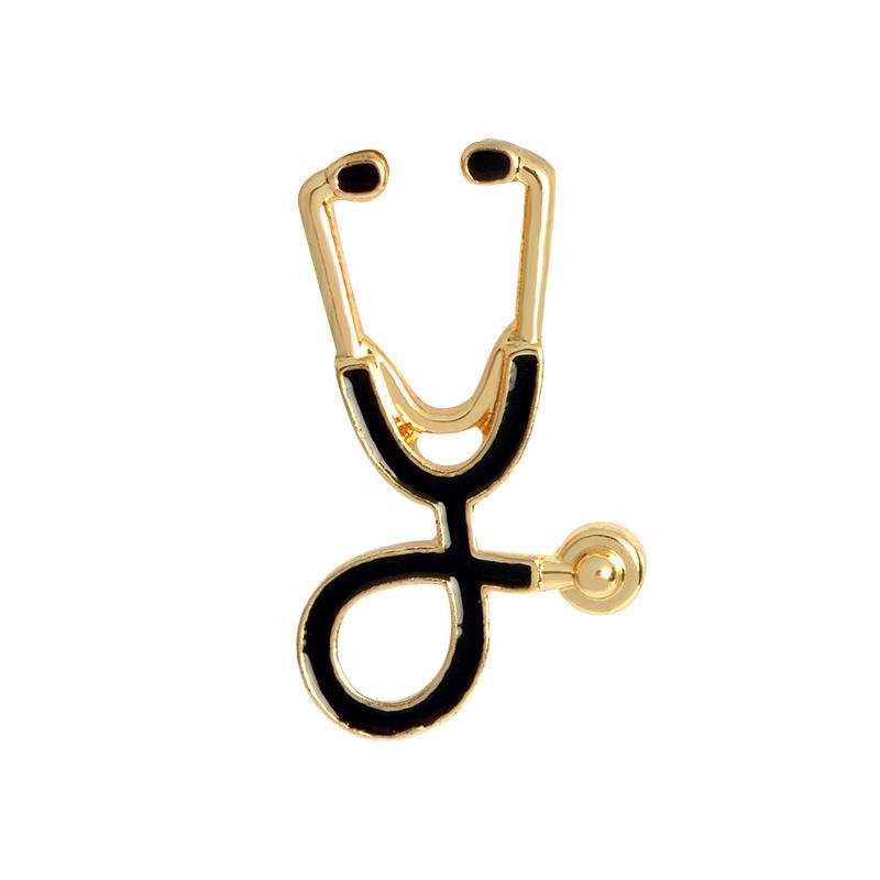 1pc Creative Doctor Stethoscope Brooch Cartoon Dripping Oil Metal Badge Trendy Versatile Clothing Bag Accessories Brooch
