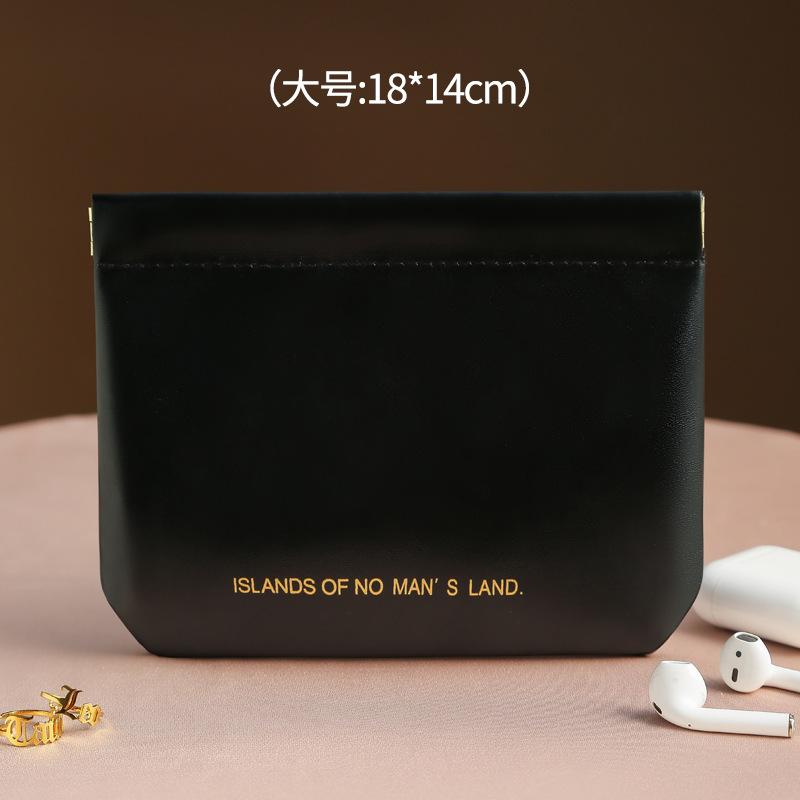 PU Fashion Portable Cosmetic Bag Cover Closure Handle for Travel Storage Protective Case for Sanitary Napkins Lipstick Sundries