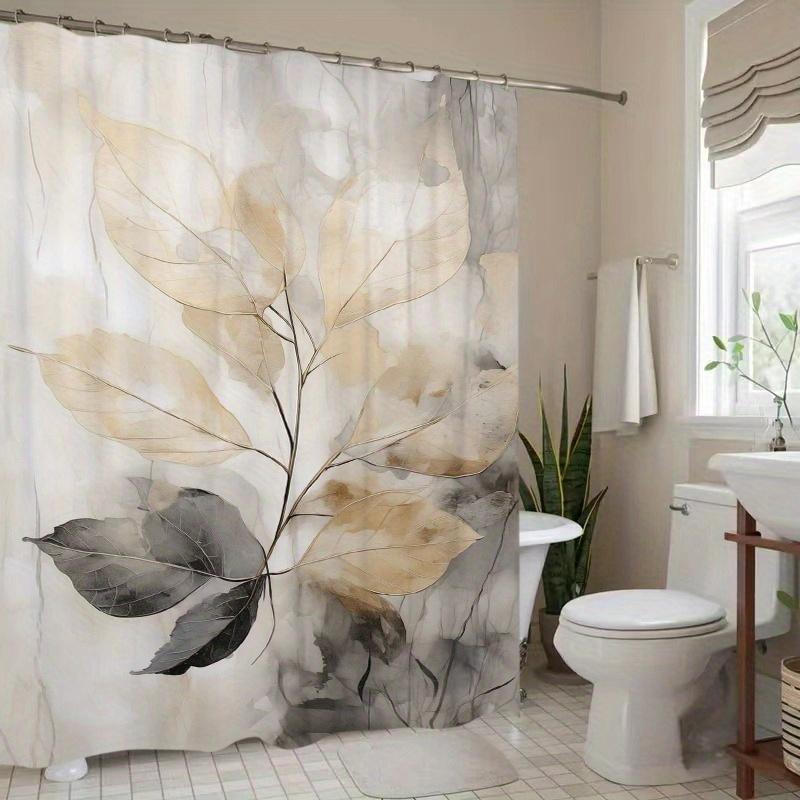 

1Pcs Delicate Leaf Flower Art Spring Plant Bathroom Curtain, Digital Printing, Polyester Waterproof Shower Curtain W60H190(CM)-1 Pcs