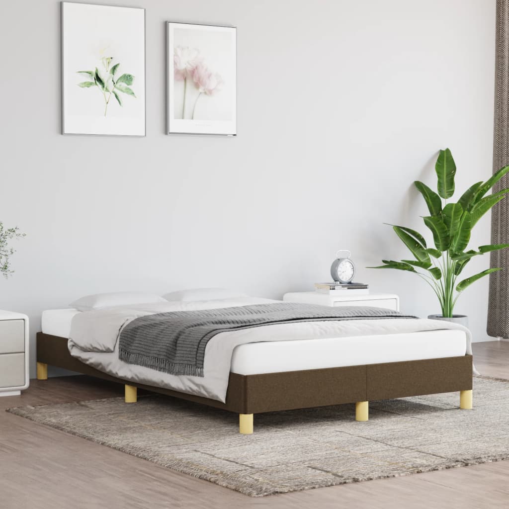 Bed Frame without Mattress Dark Brown 120 x 190 cm Fabric