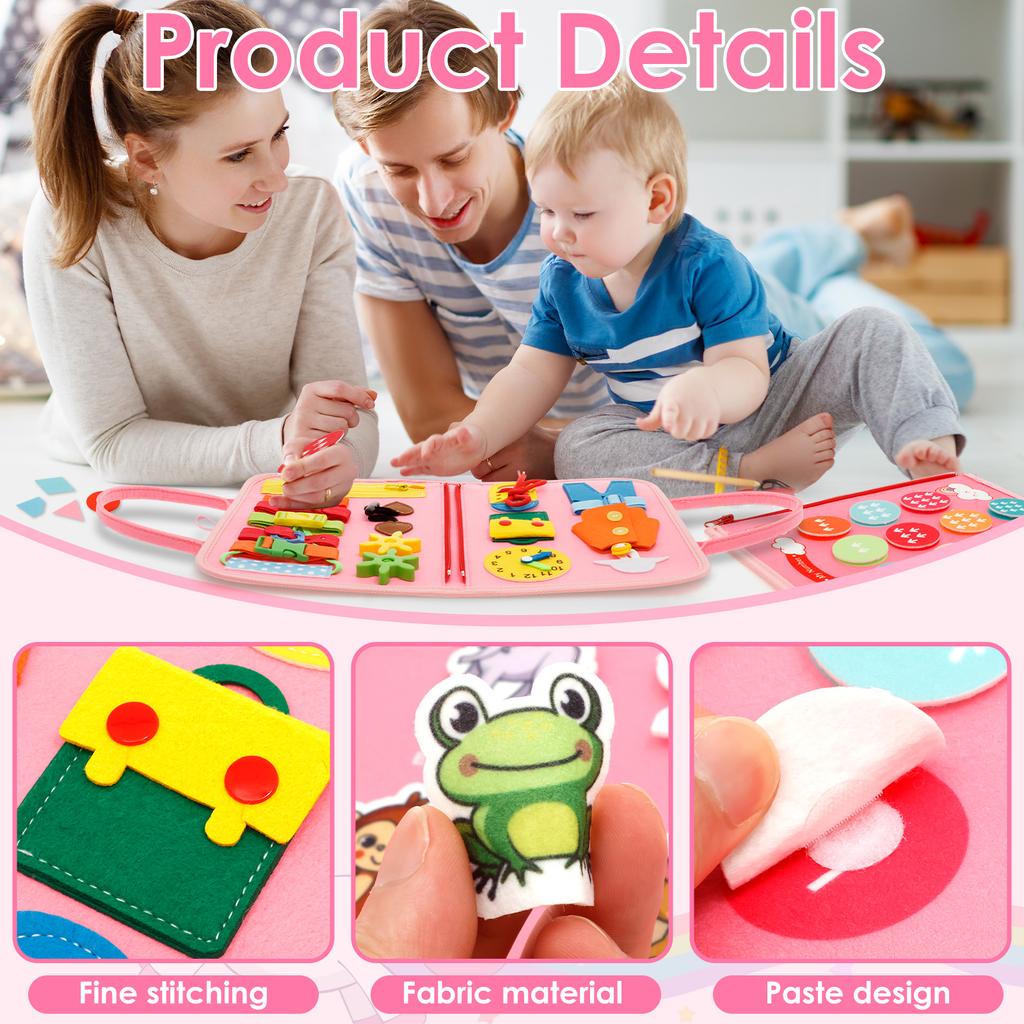 Pädagogisches Montessori Busy Board für Kleinkinder Sensorisches Aktivitätsspielzeug Feinmotorik Entwicklung Reise Lern Geschenk Polyester
