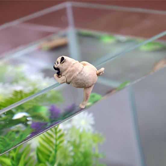Fish Tank Ornament Realistic Durable Resin Cartoon Pug Dog Hanging Aquarium Pendant Decor
