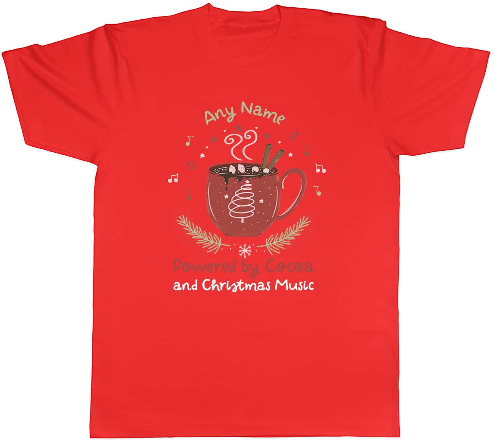 Personalised Powered by Cocoa and Christmas Music Unisexs TShirt Tee Gift Top S