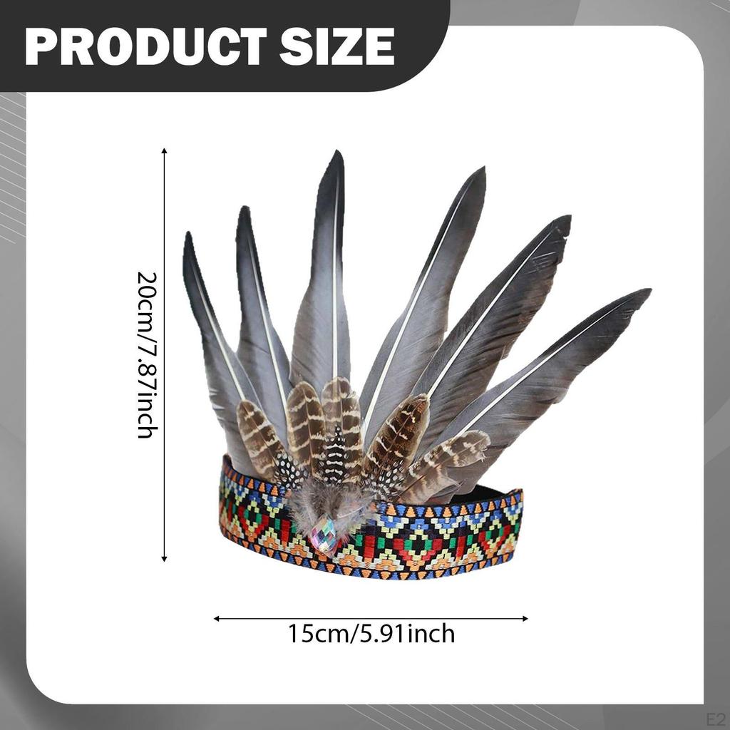 Indian Artificial Feather Headdress Chief Costume for Dress Up Party Masquerades