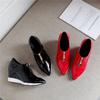 FOREADA Scarpe da Donna con Tacco Alto Zeppe in Vernice Scarpe con Tacco Alto Zip Punta Appuntita Scarpe da Donna Nuova Primavera Rosse Taglia 34-40