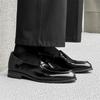 Men's British Style Black Patent Leather Loafers Formal Dress Shoes for Business Evening Casual Wear  Cushioned Sole Shoes 36-46