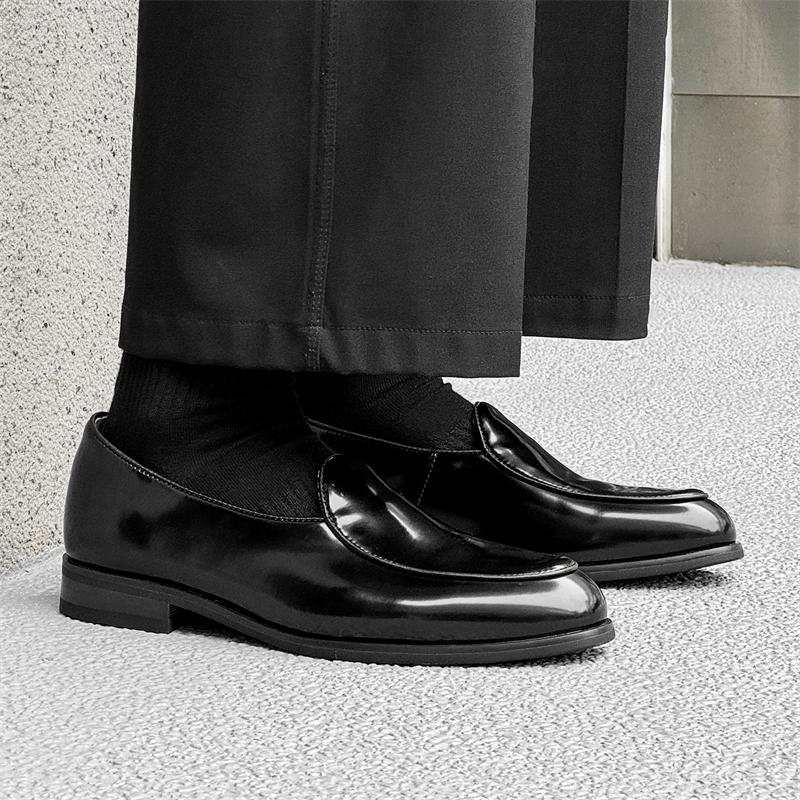 Men's British Style Black Patent Leather Loafers Formal Dress Shoes for Business Evening Casual Wear  Cushioned Sole Shoes 36-46