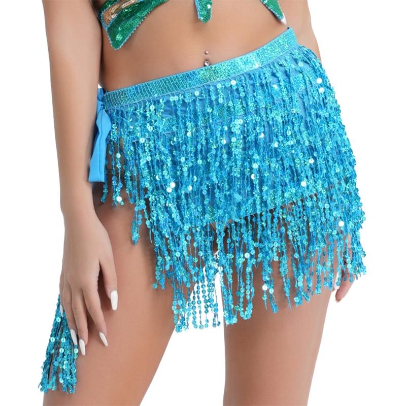 

Костюм для танца живота с пайетками и кисточками, шарф на бедра, бисер, цепочка на талию