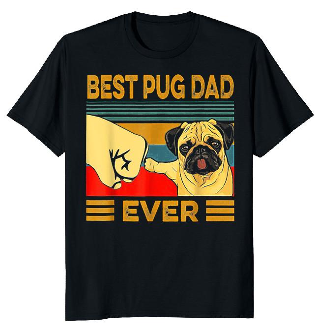 NEW LIMITED Best Pug Dad Ever Retro Father Funny Novelty Tee S