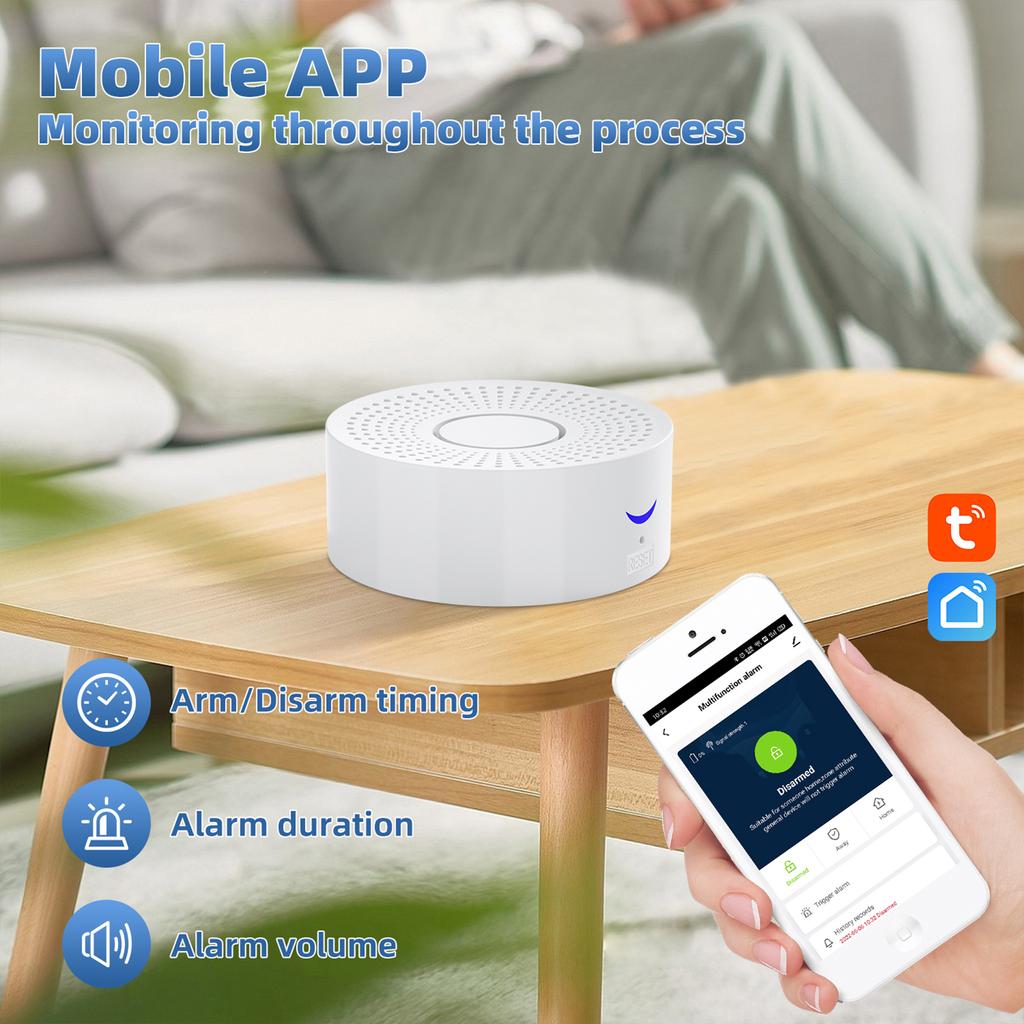 Home Security System WiFi Tuya APP Monitoring Notifications Type-C Power Supply Wireless Receiver
