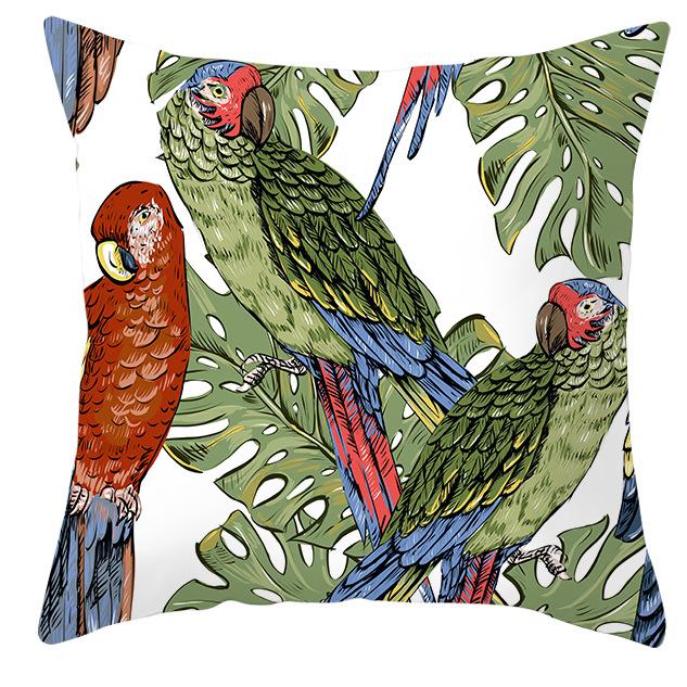 Parrot Toucan Floral Pillowcase Tropical Flowers Plants Print Cushions Cover Livingroom Sofa Decorative Throw Pillows Home Decor