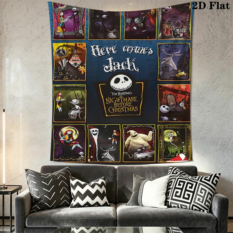 Jack Skellington'S Spooky Adventure Tapestry Background Cloth Wallmounted Wall Decoration Soft Background Wall Hanging Cloth