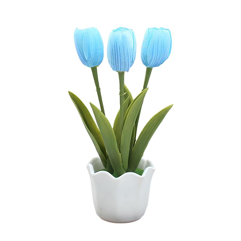 

Искусственный тюльпан бонсай домашнее украшение имитация растения пластиковый поддельный цветок в горшке украшения для гостиной дома 22x6.5x8.5cm синий