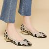 Pointed Toe Shallow Mouth Fabric Flat Bottom Women's Leopard Knitted Soft Bottom Large Shoes Size 34-43