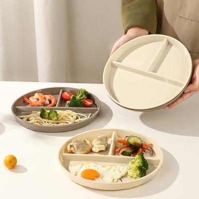 3 Compartment Plastic Divided Dinner Plate For Kids Students Reusable Round Fruit Salad Plate Dishes Microwave&Dishwasher Safe