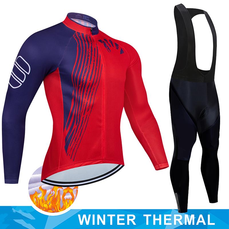 2025  Winter Thermal Fleece Cycling Jersey Set Man's Long Sleeves Cycling Kits Mountain Bike Jersey Road Bike Cycling Suit