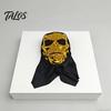Full Head Black Scarf Mask Halloween Skull Mask, with Breathable Mesh Eyes Design, Mirror Texture Headscarf for Adults Party Props Face