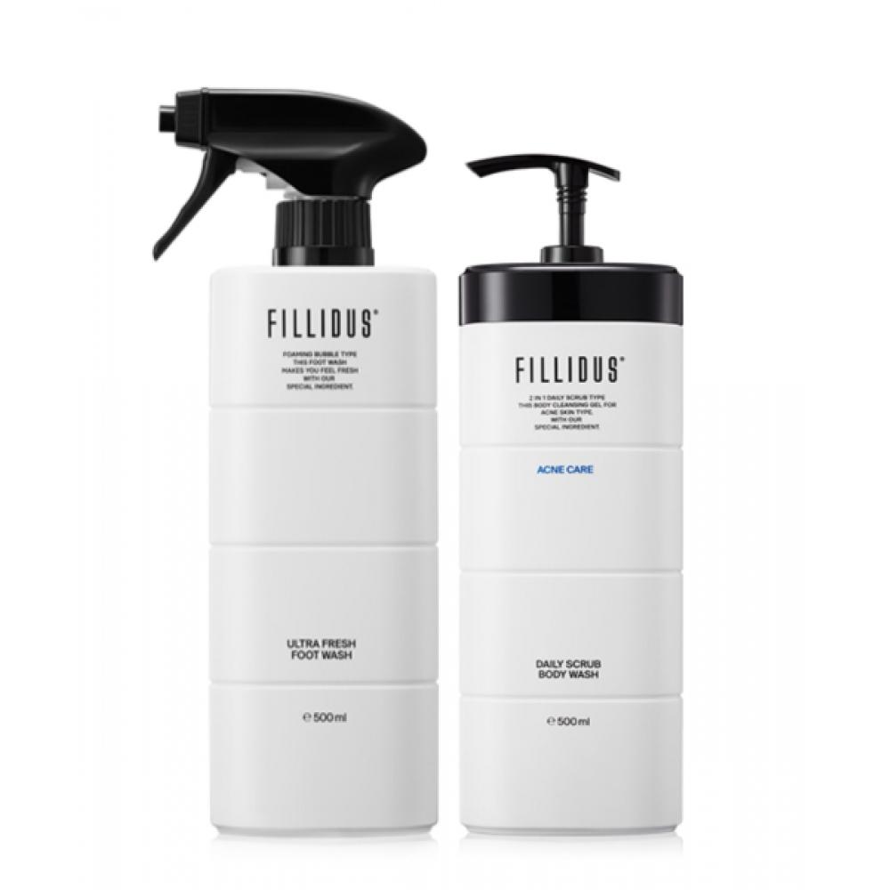 Fillidus Daily Scrub Body Wash 500ml + Ultra Fresh Foot Wash 500ml none