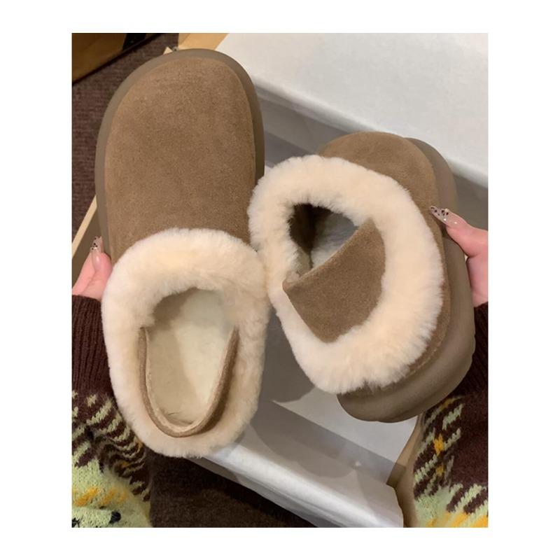 Cowhide version~ thick-soled two-wear women's winter new velvet snow boots fluffy shoes warm cotton shoes
