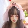 Simple Mesh Birthday Hairband Gauze Crown Happy Birthday Headband Korean Style Photo Props Girls Hair Hoop Party