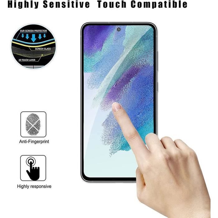 Lot 4 Verre Trémpé Pour Samsung S21 FE (6.4") Noir Protection écran Anti-Huile Vitre Protecteur Anti-Choc Anti Rayures