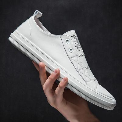 Scarpe Uomo Casual in Vera Pelle 100% Nere Bianche Scarpe Casual Comode Piatti Marca Pelle di Vacca Cool Street Calzature Giovane Maschio D237