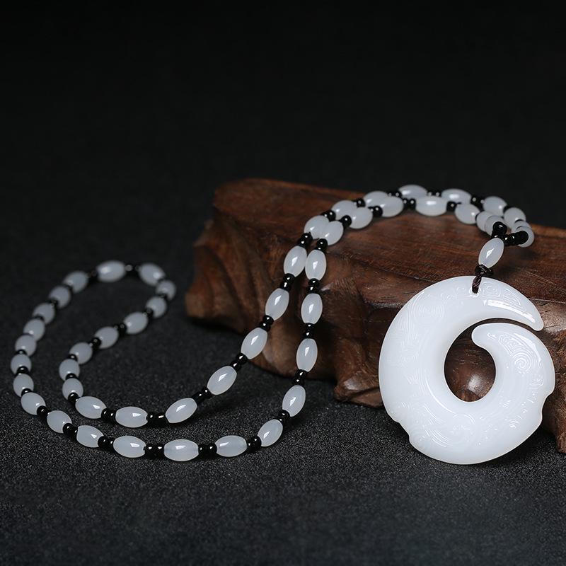 Versatile Jade-Style Lucky Pendant Necklace for Men and Women