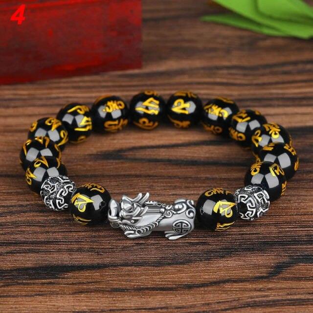 Černý obsidián Budhismus Šest slov Pixiu Pro dámy Korálkové náramky Šťastný amulet Šperky Módní náramek na zápěstí