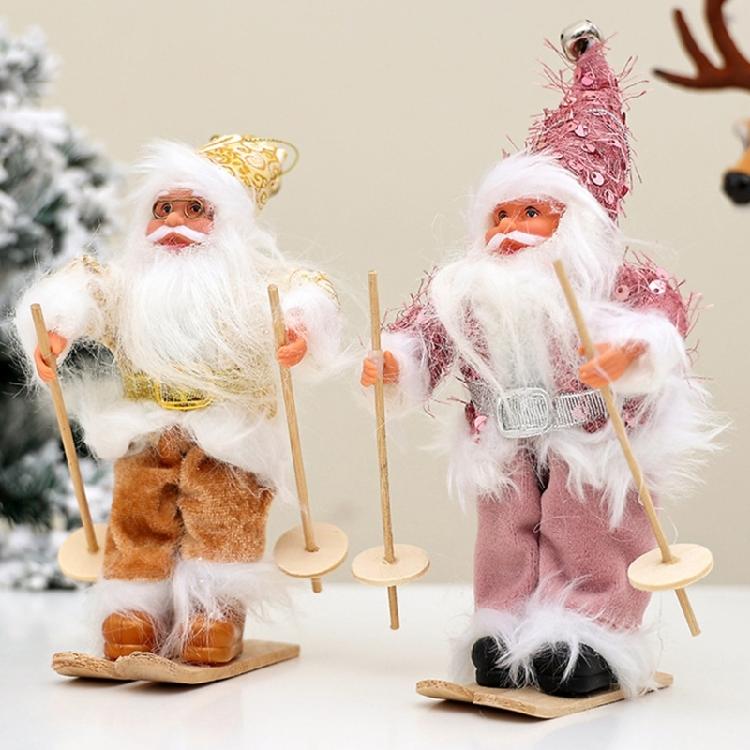 Enchanting Santa Skiing Display Portable Santa Skier Doll Festival Hanging Decorations for Celebration