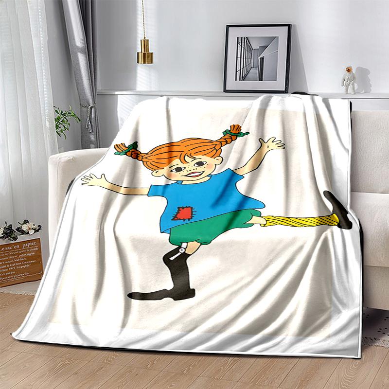 Coperta in Flanella di Pippi Calzelunghe Morbida Calda per Tutte le Stagioni, Design per Campeggio, Viaggio in Auto, Escursionismo Divano, Letto, Ufficio Regalo Perfetto per Feste