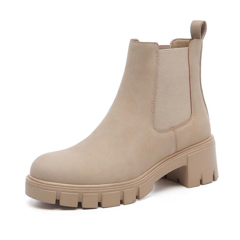 

9 Martin boots autumn and winter new British round head short boots women s thick heel thick sole suede Martin boots 8