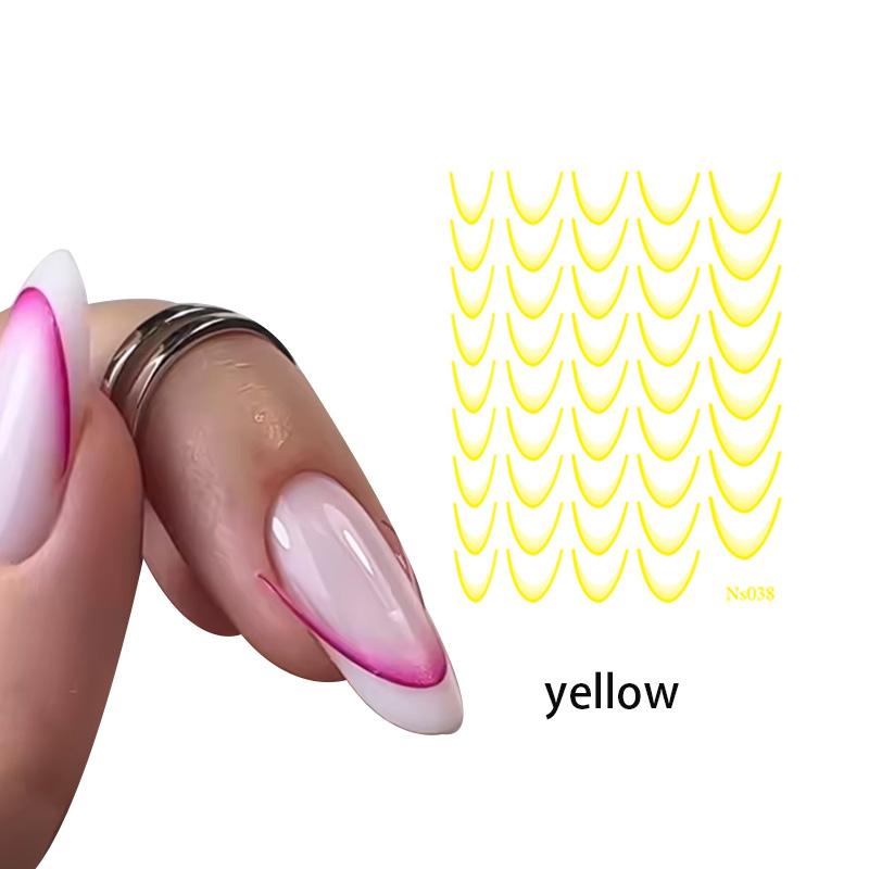 French Gradient Nail Art Stickers Multi-colors Self-Adhesive Decals Design Nail Tips Guides DIY Nail Decoration Stencil Tools