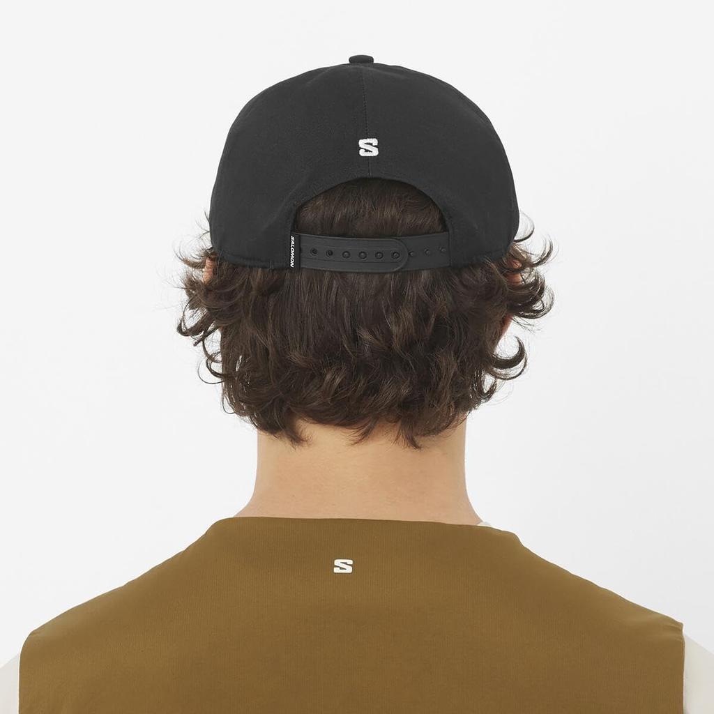 Salomon LOGO FLAT CAP (Logo Flat Cap) Unisex Outdoor Cap LC2682900 S/M Size Deep Black
