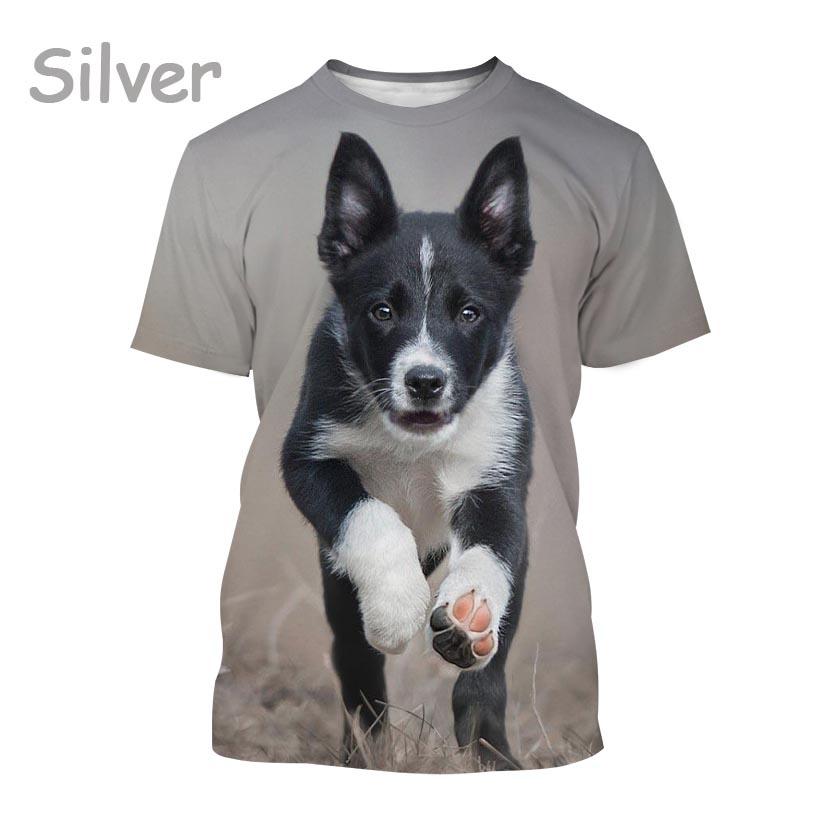 New Popular Border Collie 3D Printed T-shirt Fashion Cute Dog Unisex Animal Round Neck Casual Short Sleeve