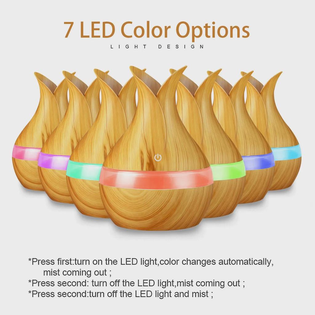 USB Dual Leaf Essential Oil Diffuser: Petal Humidifier Aromatherapy Vase - 300ml Mini