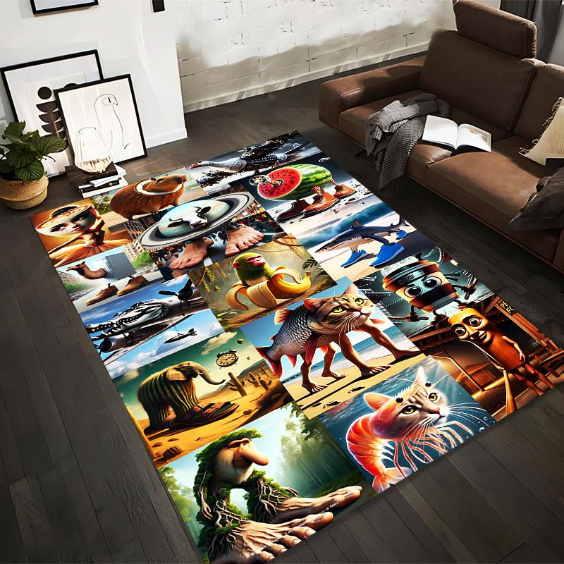 

Surreal Fantasy Animal and Object Artwork Carpet with Whimsical Creative Design Suitable for use as an anti-slip for room and bedroom sofas 40x60cm( 15x23in )