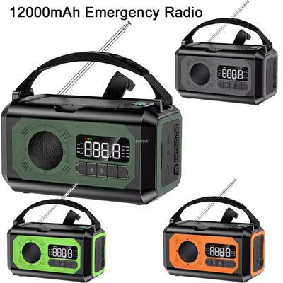 12000mAh Portable Emergency Radio AM/FM/NOAA Weather Radio Solar Hand Crank Radio Flashlight SOS Alarm Power Bank Reading Lamp