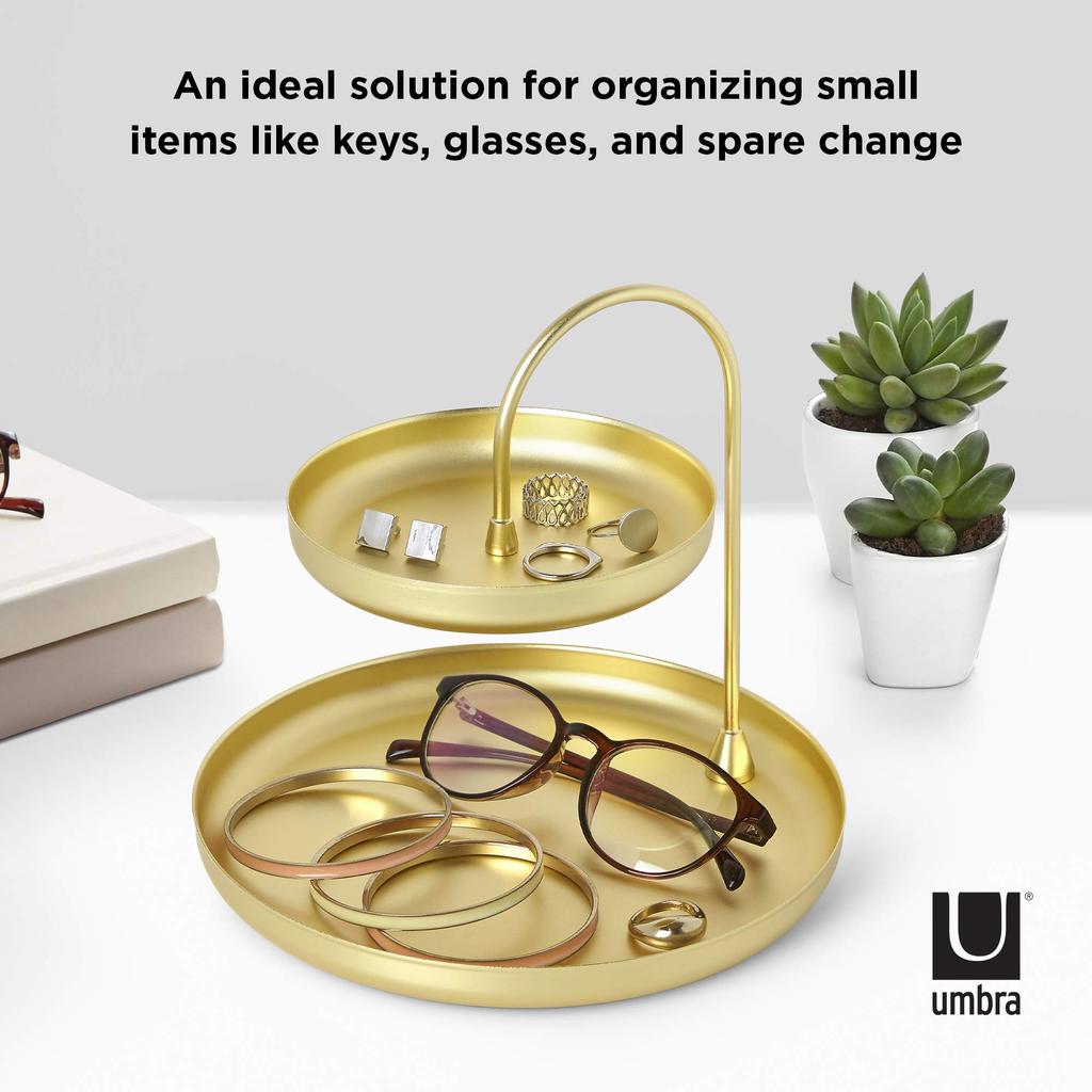 Umbra Accessory Brass and for and Poise Tray, Large, Gold, Rings, Earrings, Bangles, Jewelry.