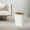 Bamboo Cover Nordic Trash Can Household Simple For Living Room Bedroom Bathroom Kitchen Paper Basket Rectangular Wastebasket