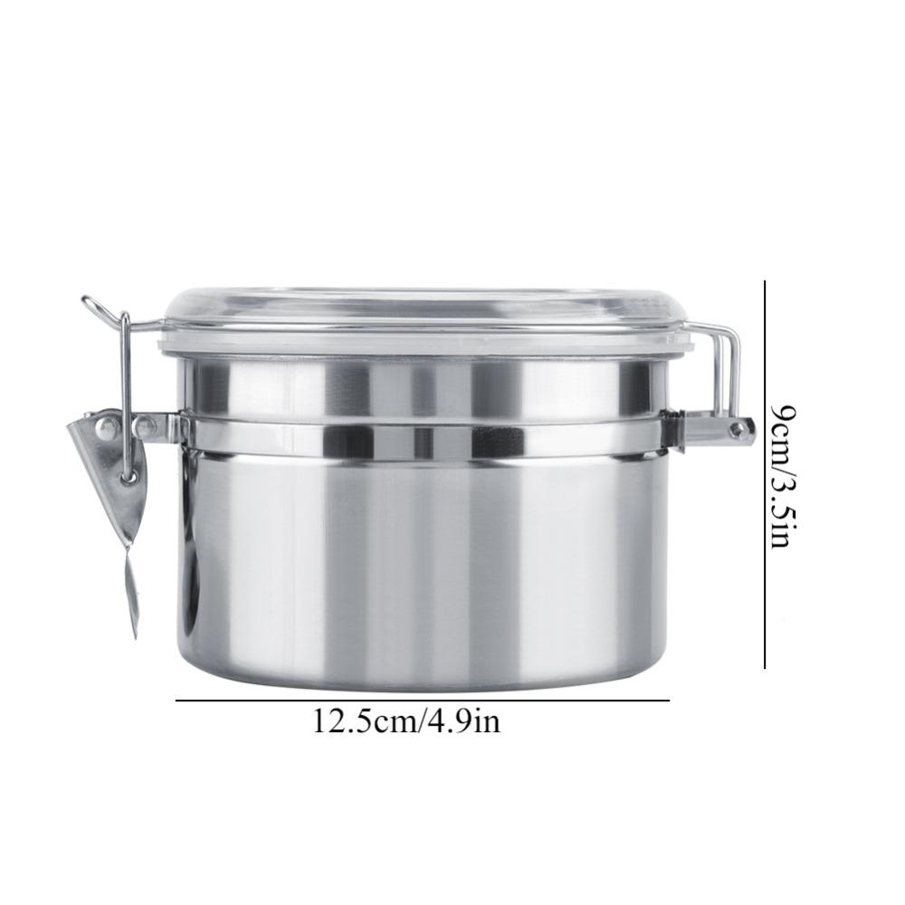 Stainless Steel Vacuum Sealed Storage Jar Transparent Cover Airtight Storage Container Sturdy Locking Clamp Kitchen Canister