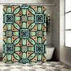 Vintage Bohemian Bath Curtain with Floral Pattern Green Orange Decor Shower Curtain for Home Bathroom Accessories