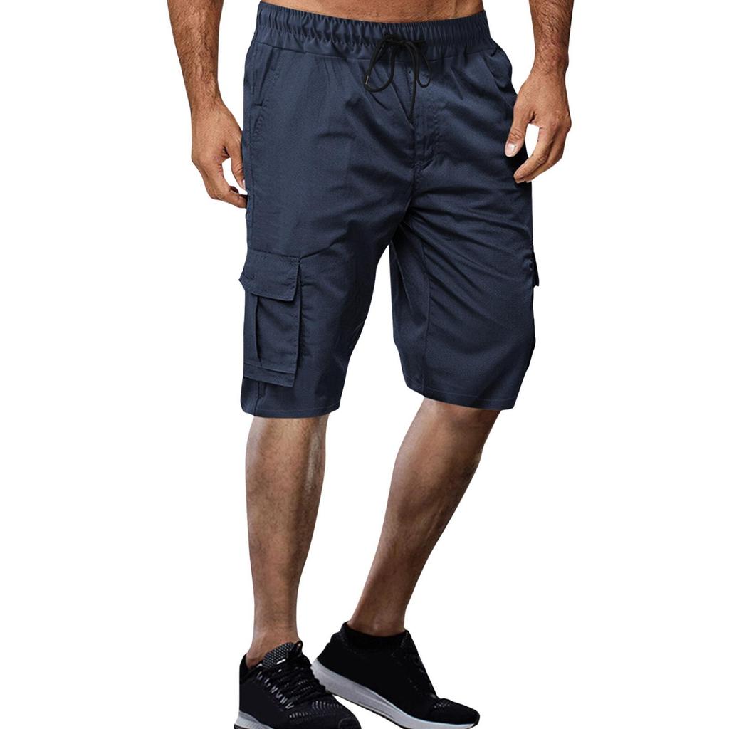 Men's Plus Size European & American Multi-Pocket Drawstring Sport & Work Shorts