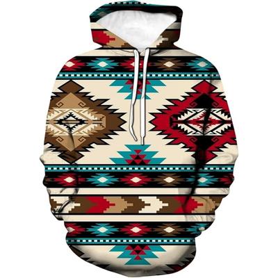 Men's and Women's Fashion Long Sleeve Hooded Aztec 3D Print Crewneck Sweatshirt